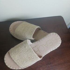 Beach Riot Natural Beige Woven Slide Sandals